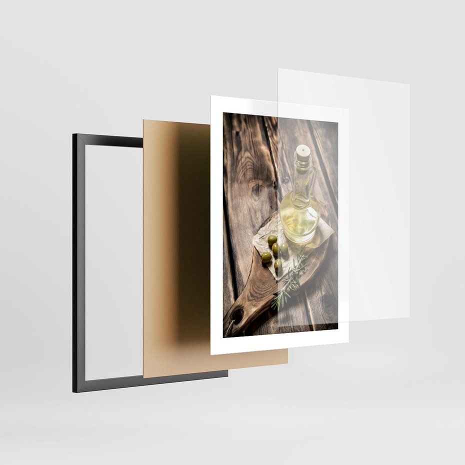 Plakat w ramie 30x40 - Oliwki w restauracji - oliwa, oliwki - rama czarna