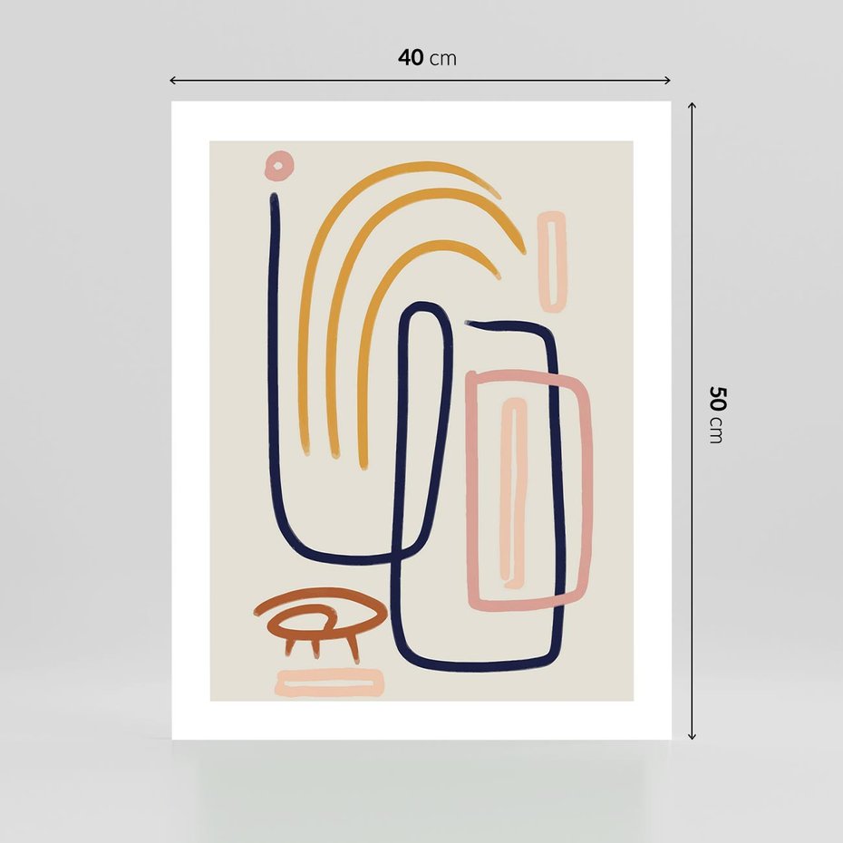 Plakat bez ramy 40x50 - Abstrakcyjne Mrugnięcie - abstrakcja w stylu picasso, beżowe tło