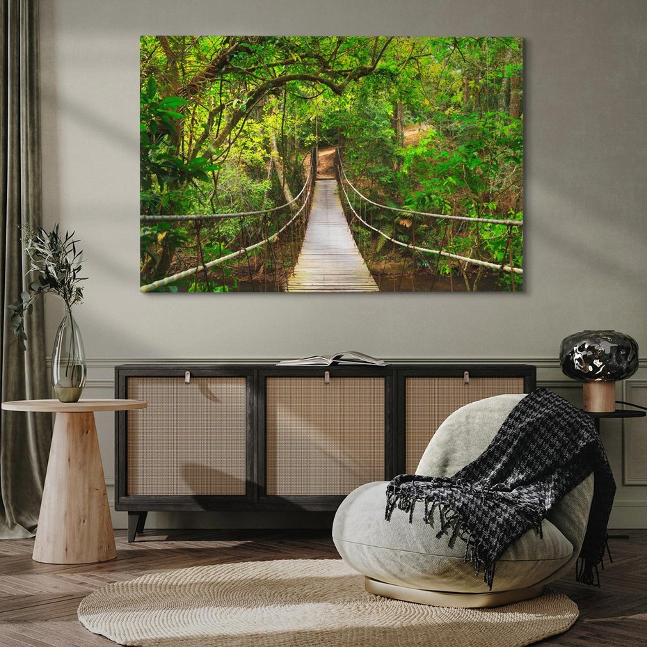Obraz na płótnie 120x80 - Tajemniczy most w tajskim lesie - Tajlandia, most