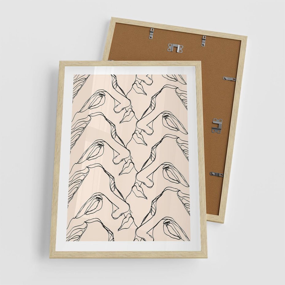 Plakat w ramie 50x70 - Grafika z Twarzami Greckiej Rzeźby - grafika, plakat - rama drewno