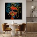 Obraz w ramie 50x50 - Kolorowe Wibracje Rzeczywistości - abstrakcyjny portret kobiety, twarz - rama drewno