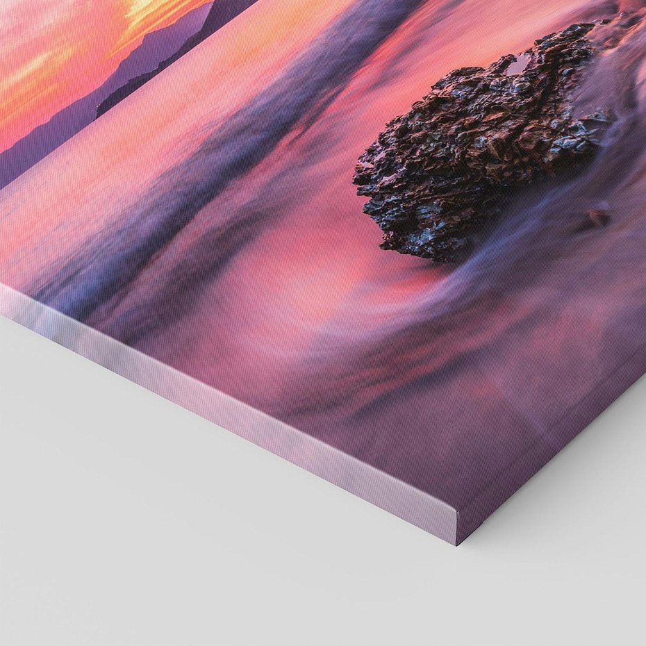 Obraz na płótnie 40x40 - Zaklęty Zachód - magiczny zachód słońca, fioletowe