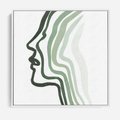 Obraz w ramie 80x80 - Zielony Profil - abstrakcja, zielony portret z profilu - rama biała