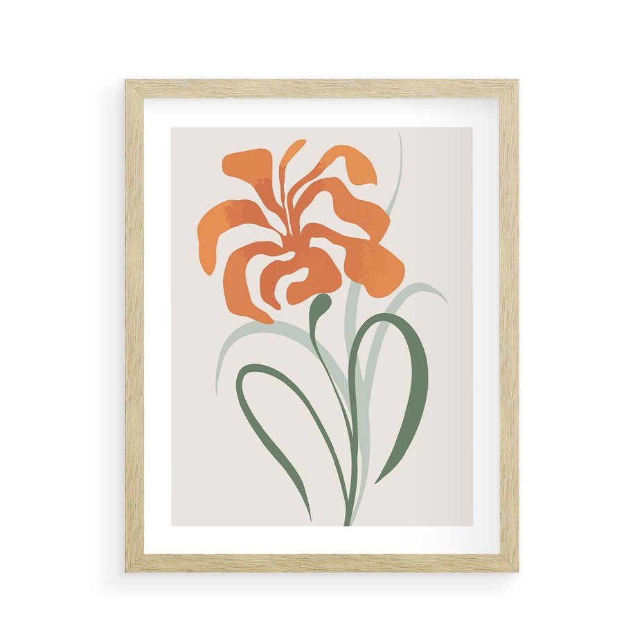 Plakat w ramie 40x50 - Kwiatowe Harmonie - kwiat, sztuka nowoczesna - rama drewno