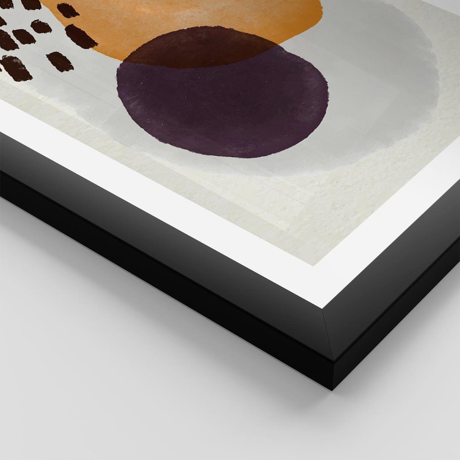 Plakat w ramie 30x40 - Kolorowe Akwarelowe Przenikanie - geometryczne elementy, stonowane ziemiste kolory - rama czarna