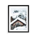Plakat w ramie 30x40 - Domek w Górach w Białym Odcieniu - zima, domek w górach - rama czarna