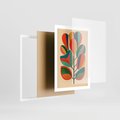 Plakat w ramie 50x70 - Wnętrza Kształtów - abstrakcyjny kolorowy tęczowy obraz, inspiracje roślinne - rama biała