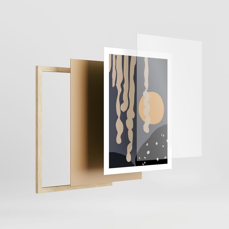 Plakat w ramie 50x70 - Intrygujący Mrok - ciemny, mroczny plakat - rama drewno