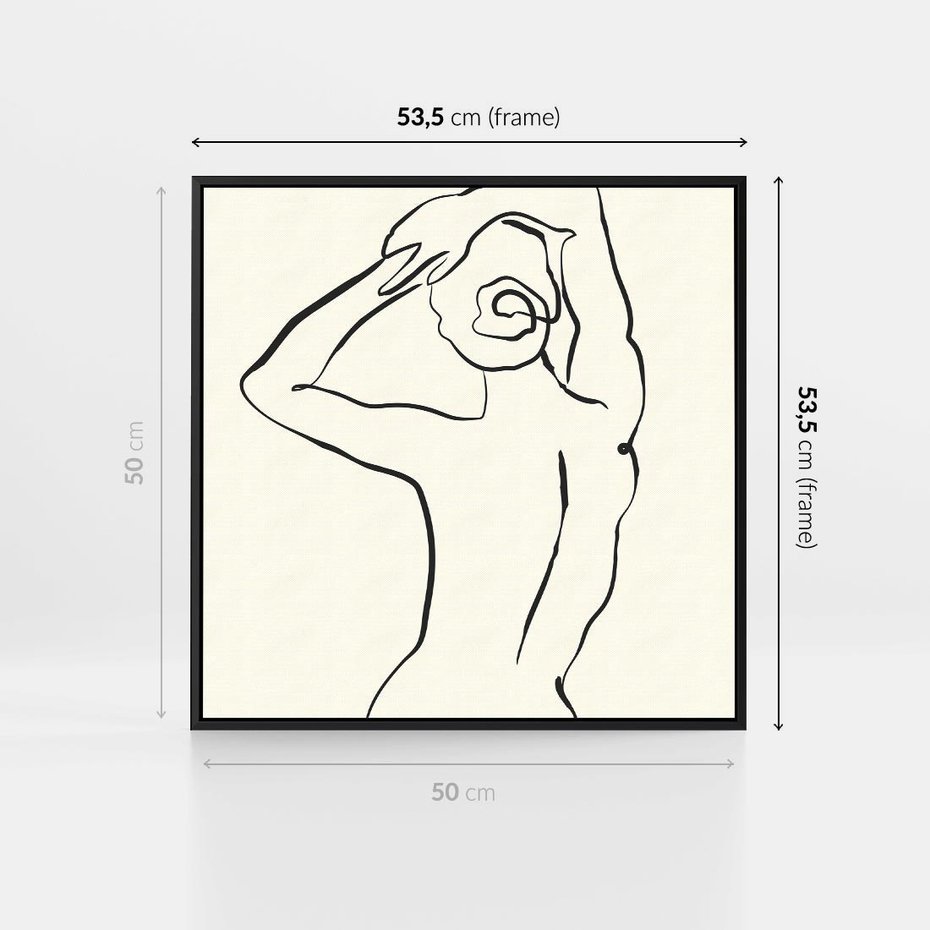 Obraz w ramie 50x50 - Tajemniczy Rytm - kobieta, posąg - rama czarna