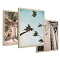 Zestaw obrazy w ramie 30x40 galeria - Surfing, palmy, wakacje - rama drewno