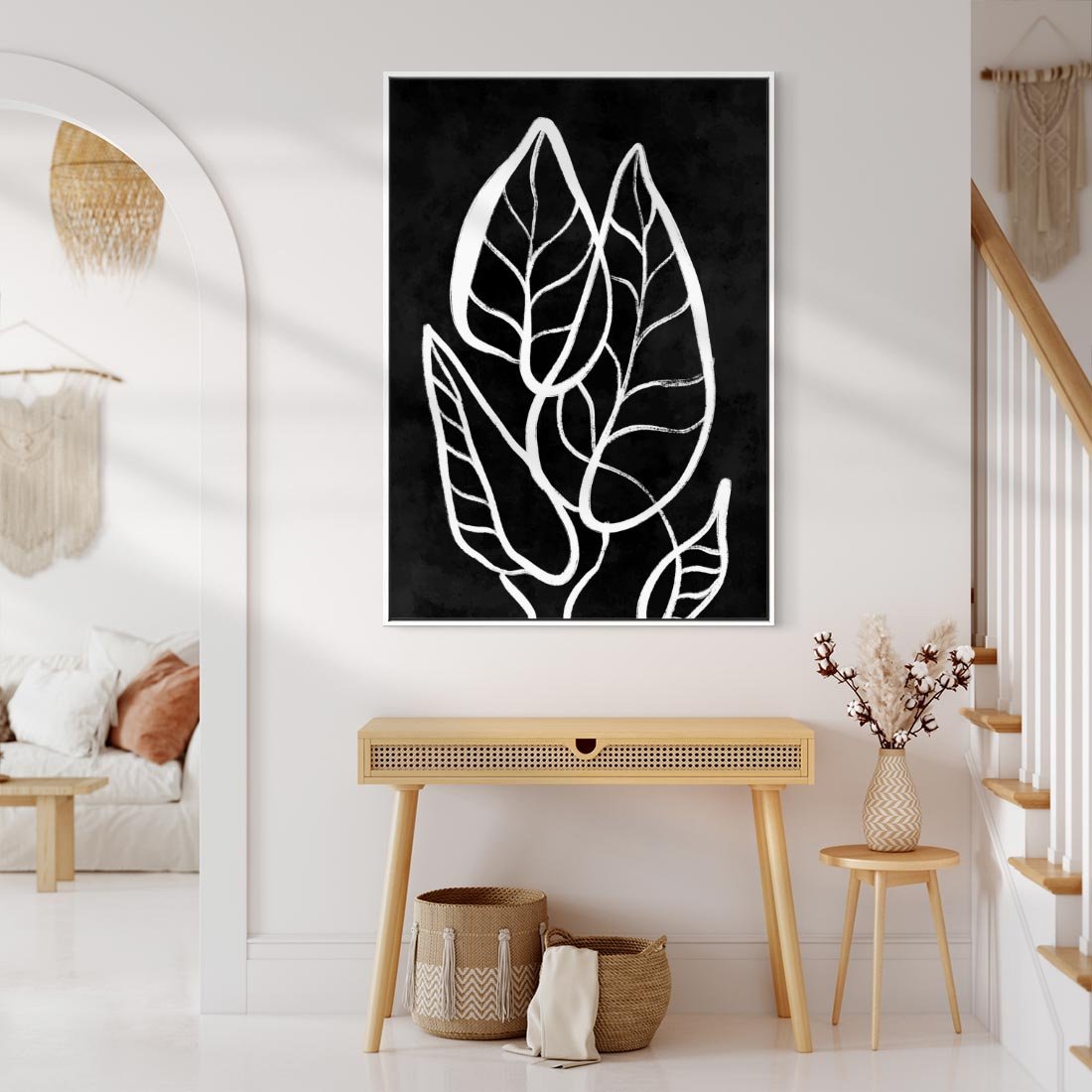 Obraz w ramie 80x120 - Lustrzane Odbicie - mroczna sztuka, minimalizm - rama biała