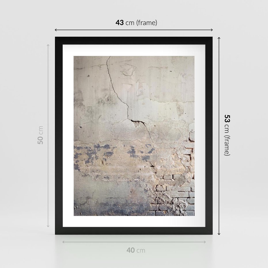 Plakat w ramie 40x50 - Surowość ściany z betonu - ściana, beton - rama czarna