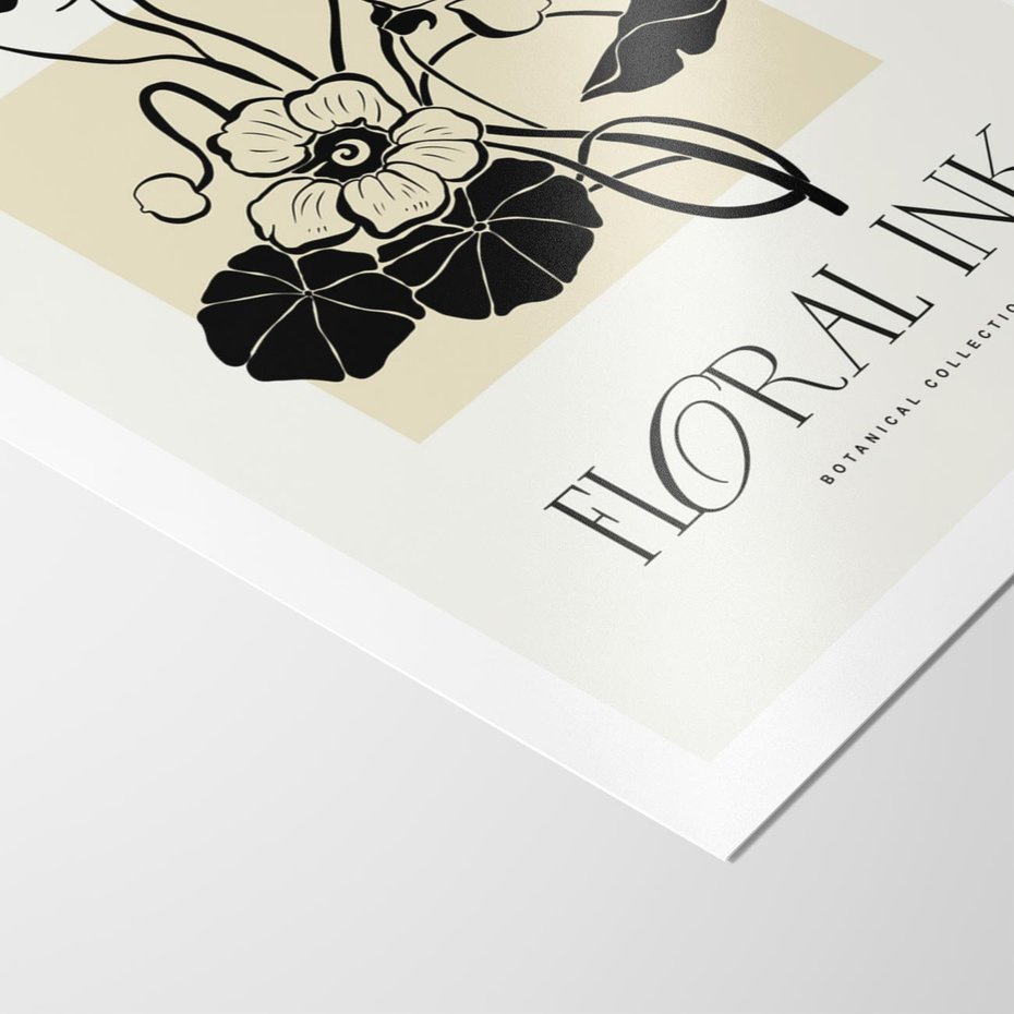 Plakat bez ramy 21x30 - Podróż linii kwiatowego czasu - kwiaty, typografia