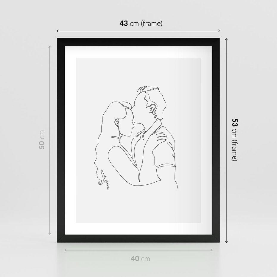 Plakat w ramie 40x50 - Wewnętrzne Emocje - para zakochanych, kobieta i mężczyzna - rama czarna