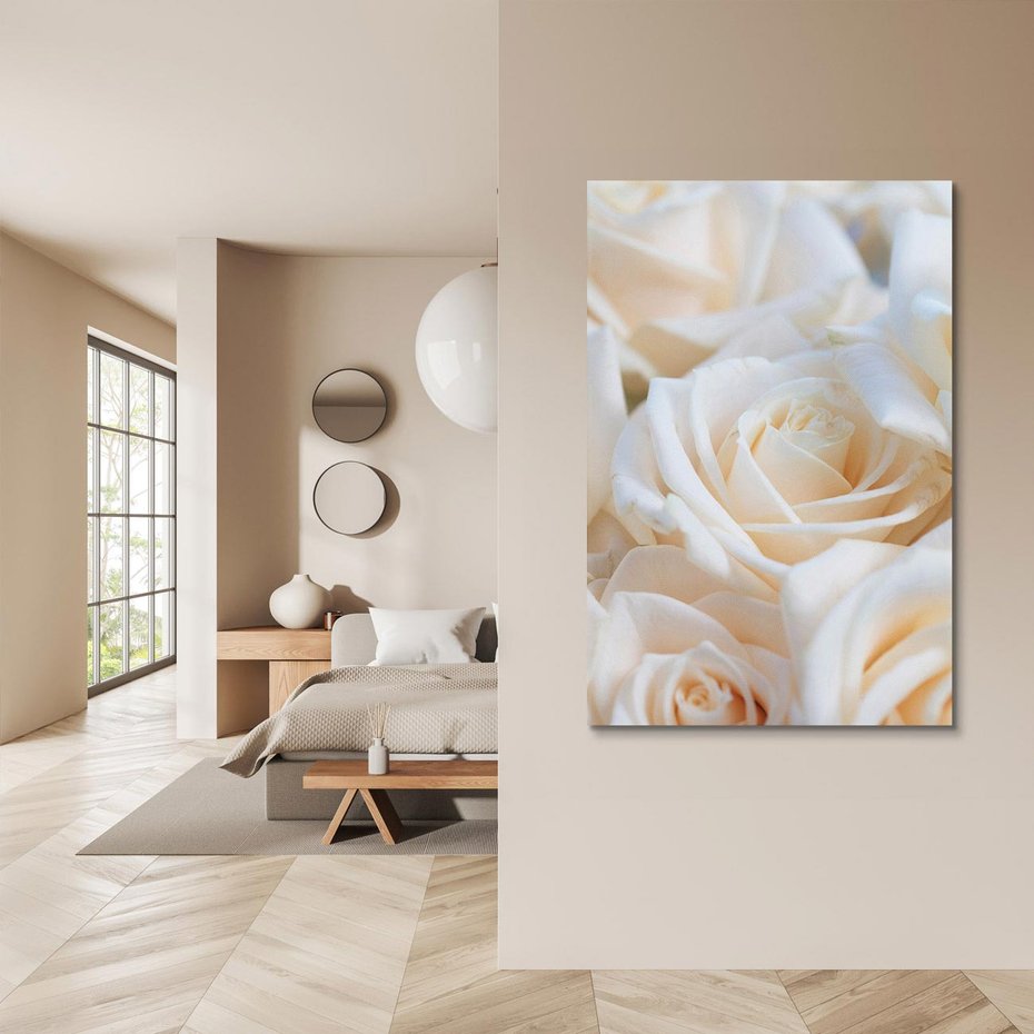Obraz na płótnie 50x70 - Białe róże piękności - białe, róże