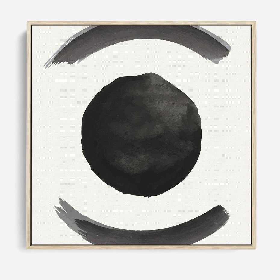 Obraz w ramie 50x50 - Bezczasowe Echo - abstrakcyjne plamy okręgi, akwarelowe - rama drewno