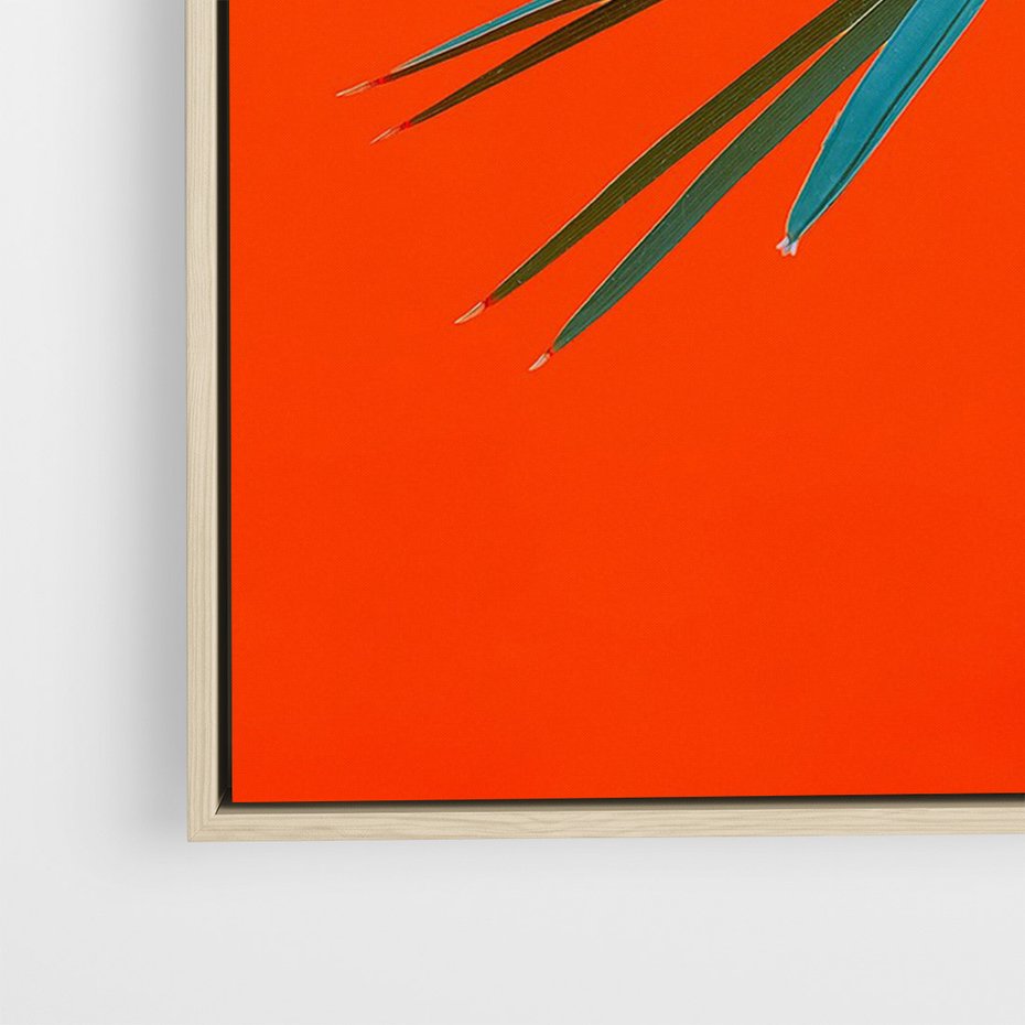 Obraz w ramie 50x70 - Egzotyczny Urok - liście, palma - rama drewno