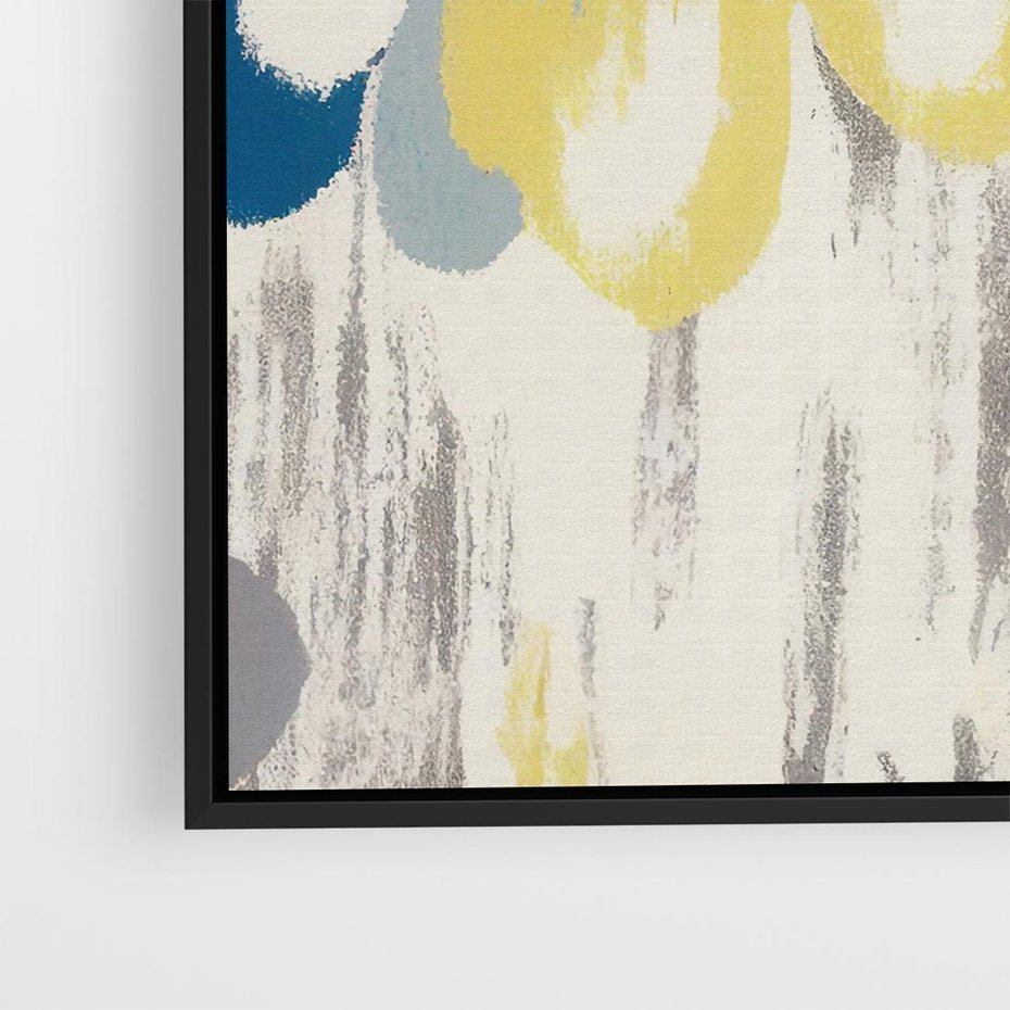 Obraz w ramie 50x50 - Kwiatowe Impresje - malowane duże kwiaty, kolory żółty - rama czarna