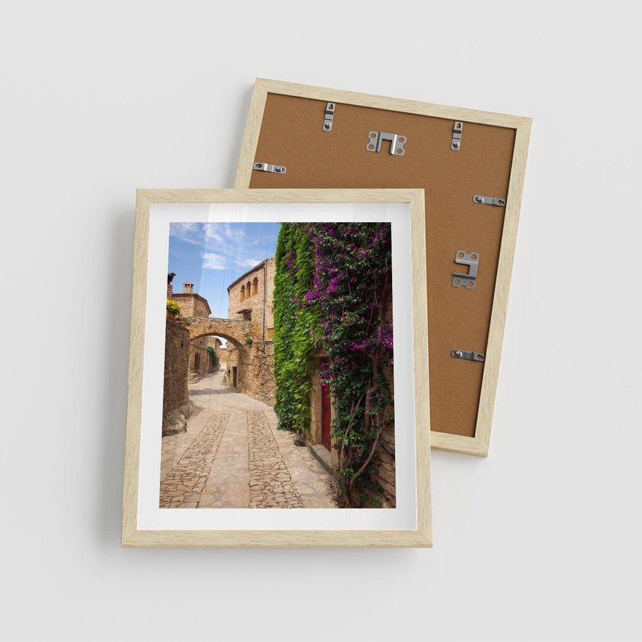 Plakat w ramie 40x50 - Uliczka pełna perspektywy i tajemnicy - uliczka, perspektywa - rama drewno