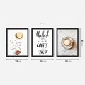 Zestaw obrazy w ramie 30x40 galeria - Kawa, podróż, kapelusz, boho - rama czarna