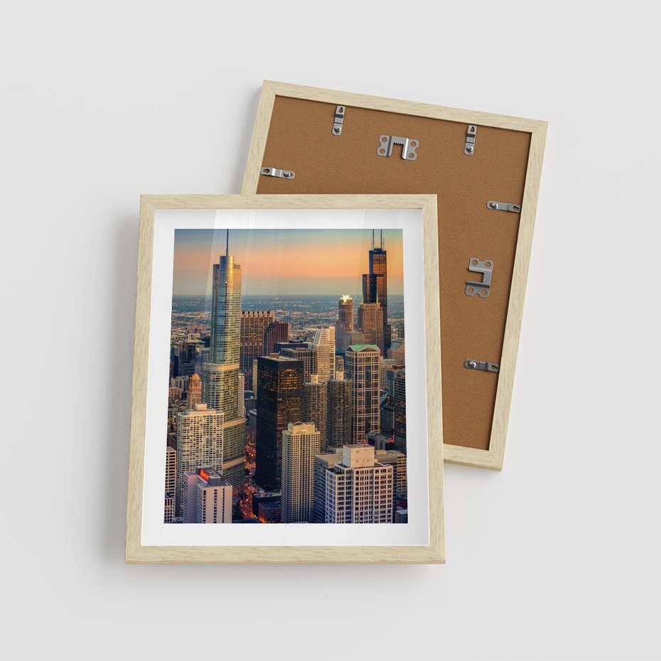 Plakat w ramie 40x50 - Wieżowce Nowego Jorku - Manhattan, wieżowce - rama drewno