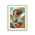 Plakat w ramie 30x40 - Wibracje Kształtów - abstrakcyjny portret kobiety, twarz - rama drewno