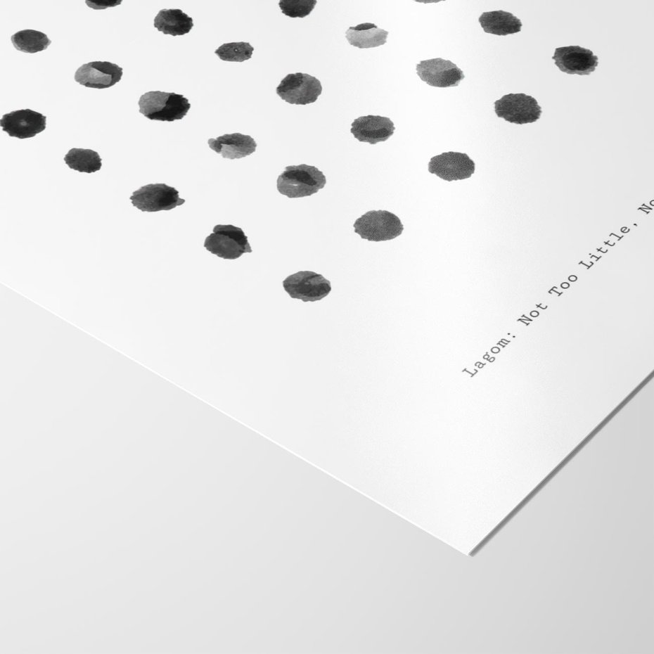 Plakat bez ramy 40x50 - Boho Sztuka Wolości - minimalistyczny plakat, czarne kropki na białymtle