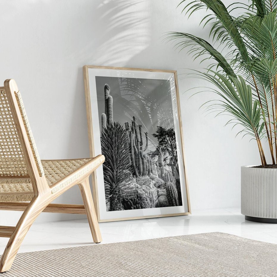 Plakat w ramie 30x40 - Pustynny Klimat - czarno białe zdjecie, pustynia - rama drewno