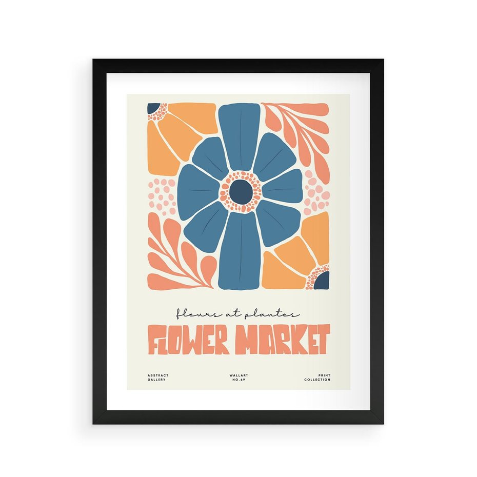 Plakat w ramie 40x50 - Rozbijające Widoki - kwiaty, nowoczesny plakat - rama czarna