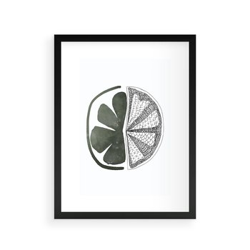 Plakat w ramie 50x70 - Cytrynowe Echo - minimalistyczny plakat, cytryna - rama czarna