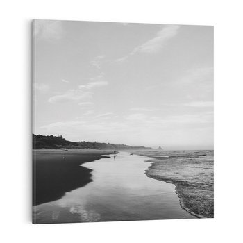 Obraz na płótnie 40x40 - Nadmorska Melodia - czarno białe zdjęcie, plaża