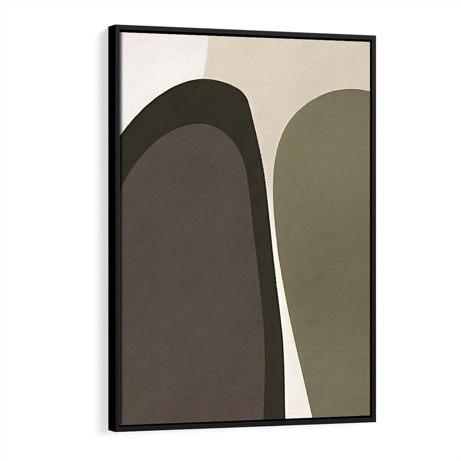 Obraz w ramie 50x70 - Fale w Zieleni - abstrakcyjne kształty, zgaszona zieleń - rama czarna
