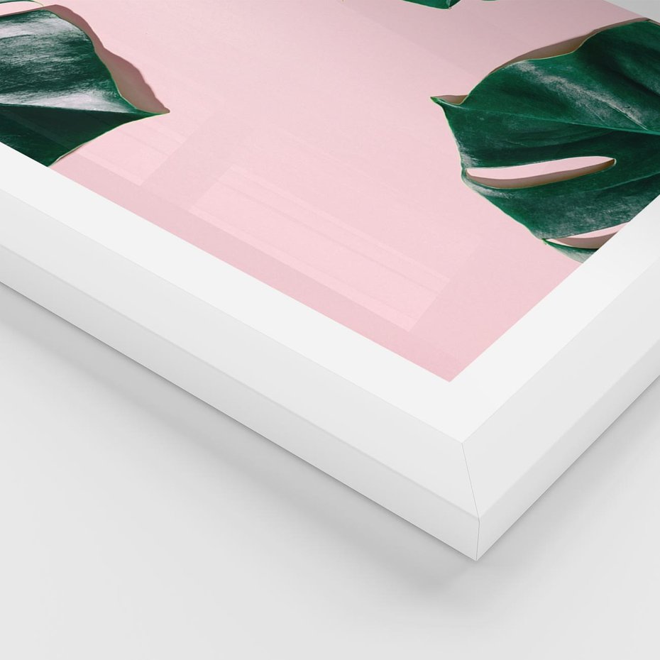 Plakat w ramie 40x50 - Siła Natury - liście, monstera - rama biała