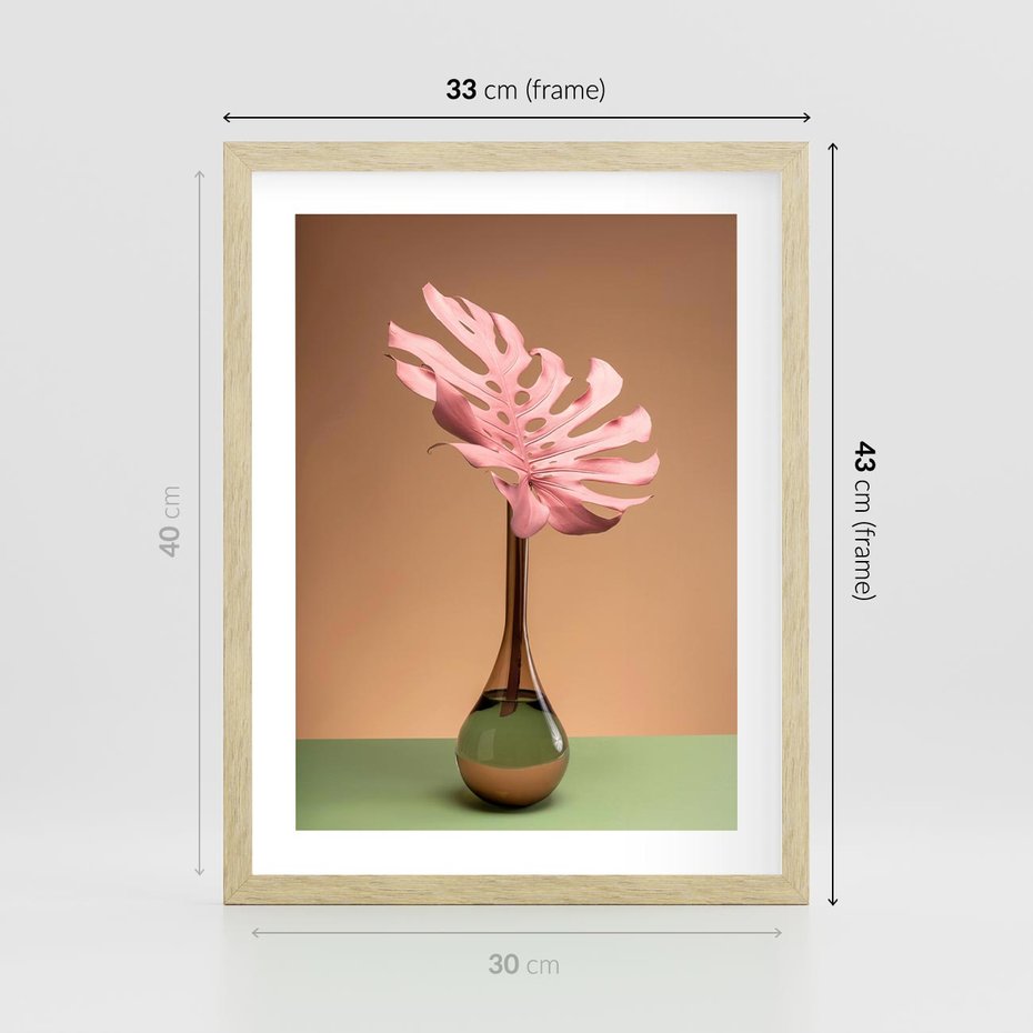 Plakat w ramie 30x40 - Wyjątkowy monstera - monstera, liść - rama drewno