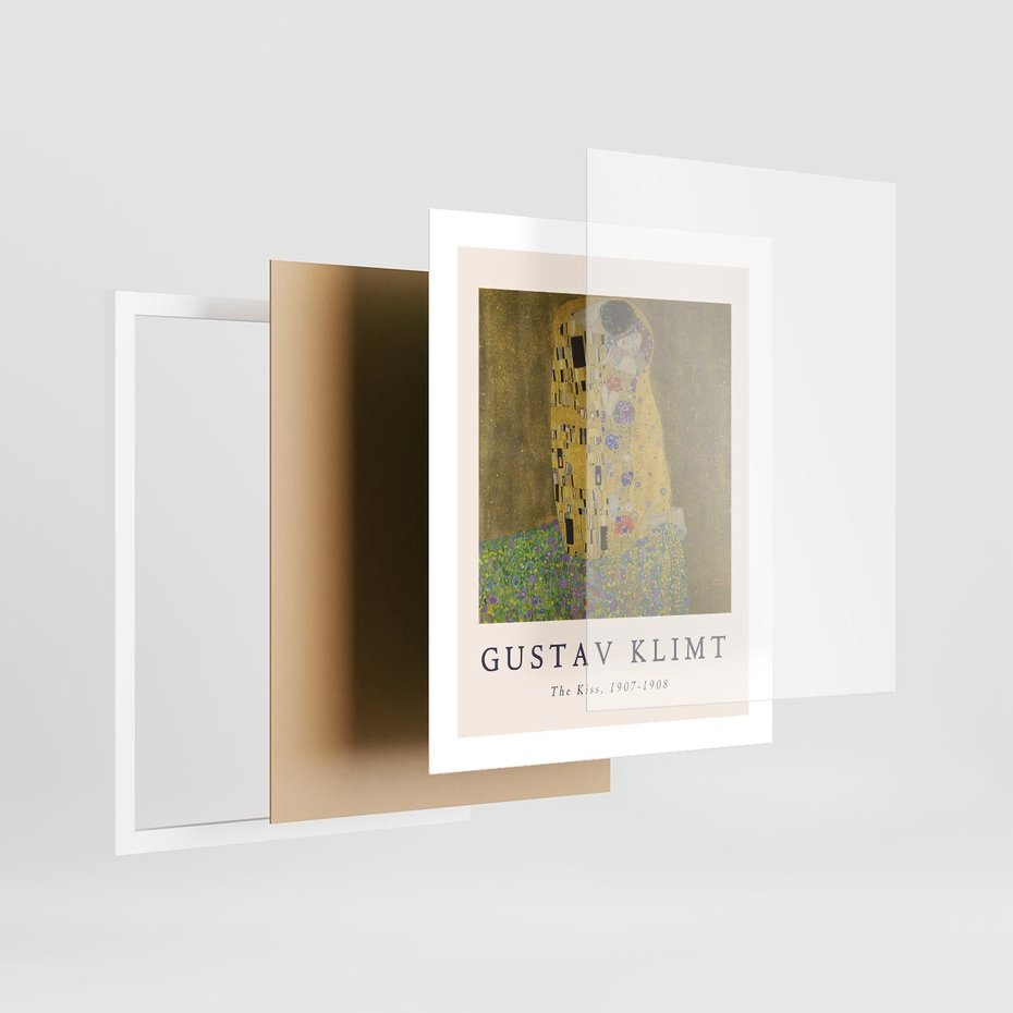 Plakat w ramie 40x50 - Sztuka Klimta - gustav klimt, pocałunek - rama biała