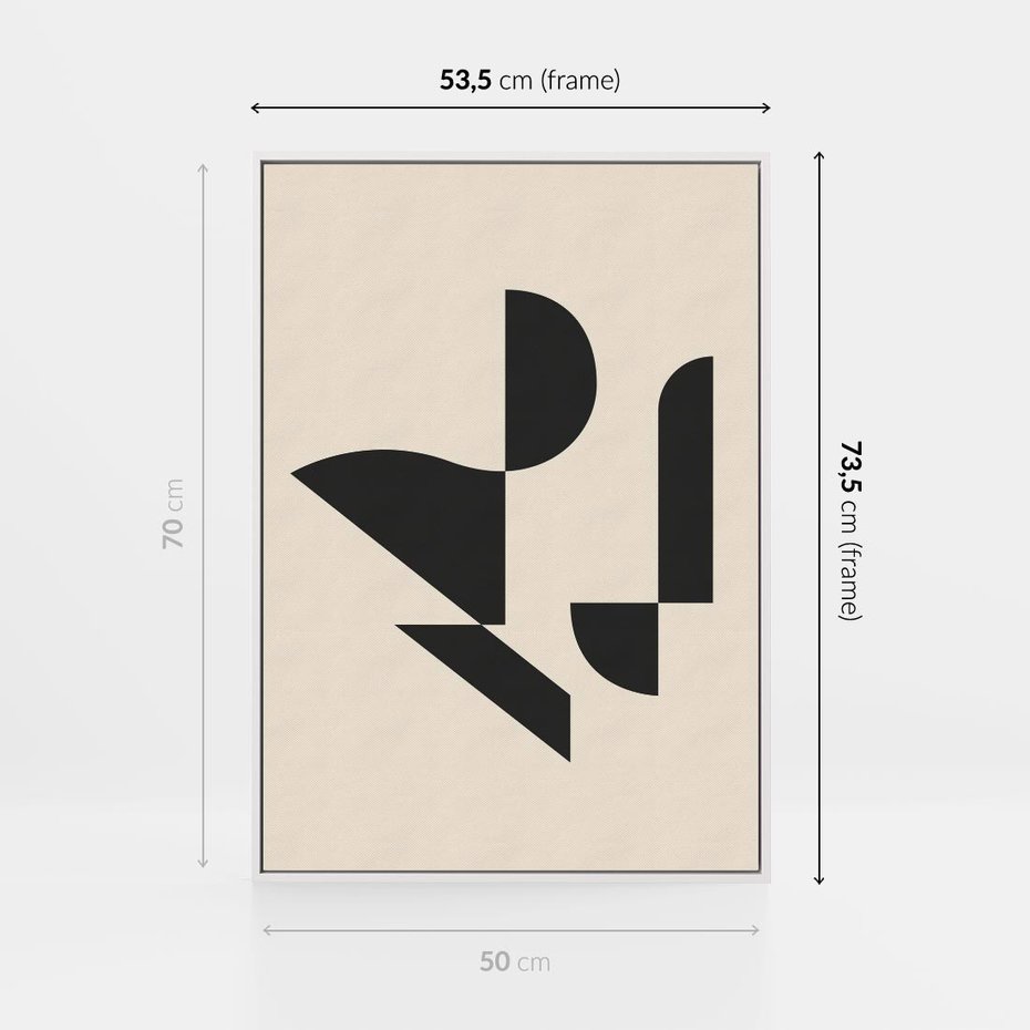 Obraz w ramie 50x70 - Rozkwitająca Abstrakcja - abstrakcyjne geometryczne kształty, minimalizm - rama biała