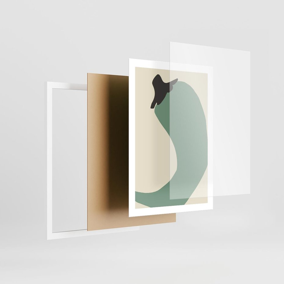 Plakat w ramie 50x70 - Granice Akwareli - abstrakcyjny minimalistyczny obraz, zielona papryczka - rama biała