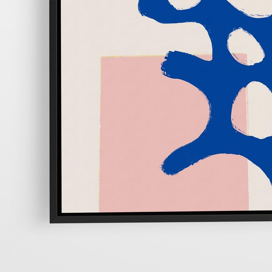 Obraz w ramie 50x50 - Migotliwe Nastroje - abstrakcyjna niebieska forma, dziwne kształty - rama czarna