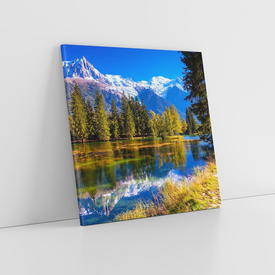 Obraz na płótnie 60x60 - Górskie piękno - góry, jezioro