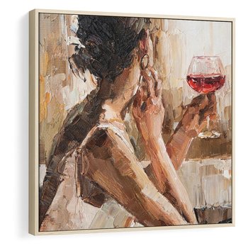 Obraz w ramie 50x50 - Wibracje - portret, kobieta - rama drewno