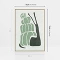 Obraz w ramie 50x70 - Zielona Równowaga - abstrakcyjny zielony ślimak, skandynawski design - rama drewno