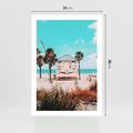 Plakat bez ramy 21x30 - Plaża, Palmy i Spokój Miami - budka ratownika, plaża Miami