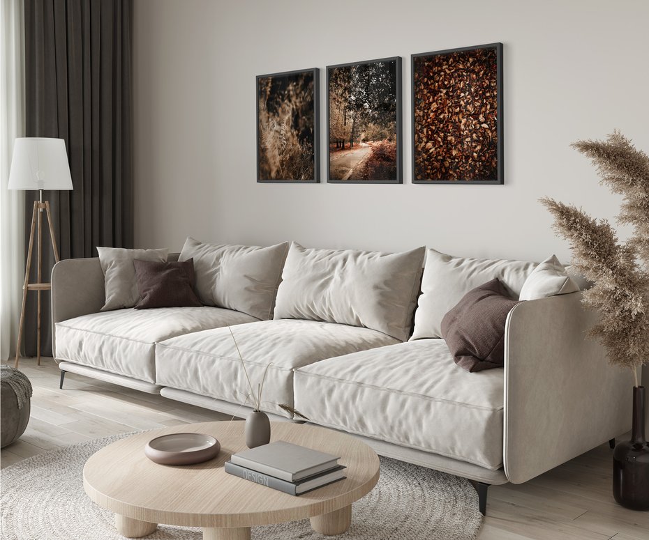 Zestaw obrazy w ramie 50x70 galeria - Jesienne, liście, nostalgia - rama czarna