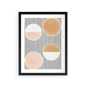 Plakat w ramie 40x50 - Przenikające Kształty - abstrkacyjna nowoczesna sztuka, koła okręgi - rama czarna