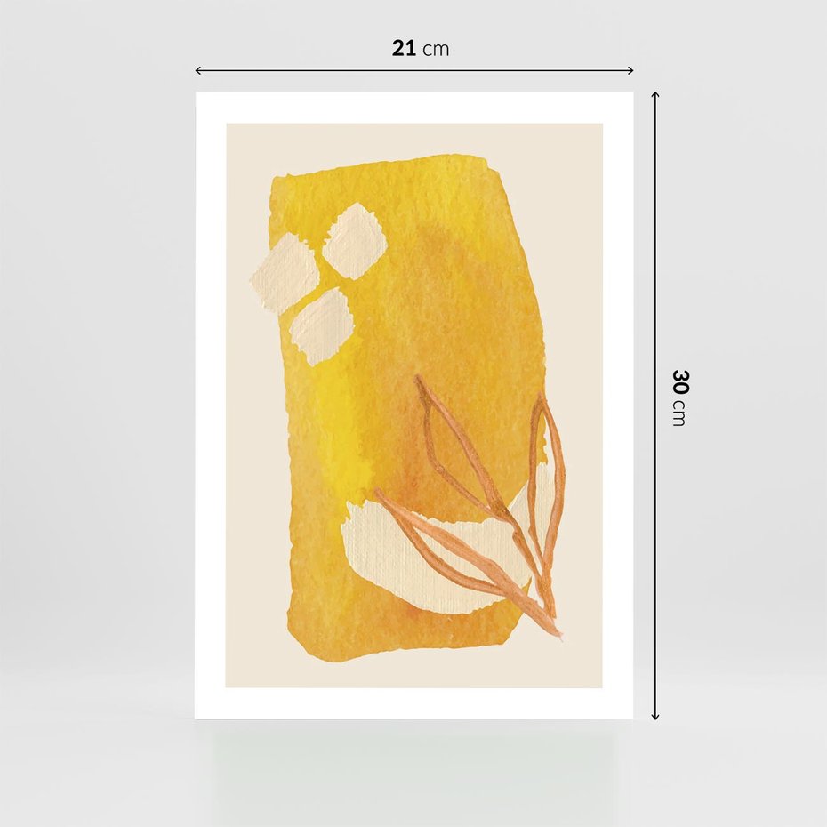 Plakat bez ramy 21x30 - Kolorowe Marzenia - abstrakcyjna żółta plama, akwarela