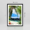 Plakat w ramie 50x70 - Palmy tańczące na tropikalnej plaży - palmy, plaża - rama czarna