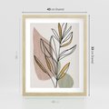 Plakat w ramie 40x50 - Impulsy Subtelnej Harmonii - abstrakcyjny obraz boho, liście - rama drewno