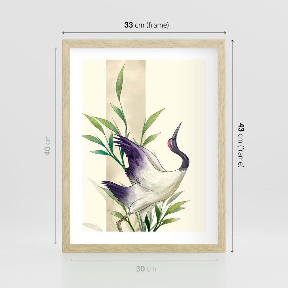 Plakat w ramie 30x40 - Migocące Ptaki - japońska sztuka, ptak - rama drewno