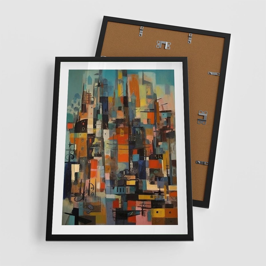 Plakat w ramie 50x70 - Zaklęte Odbicia Nienormalności - styl mid century, nowoczesna sztuka - rama czarna