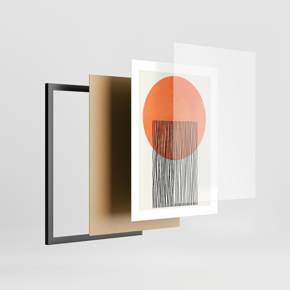 Plakat w ramie 30x40 - Echa Wyobraźni - koło, boho styl - rama czarna